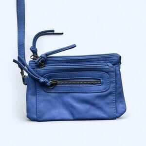 Royal blue leather small wallet wristlet bag